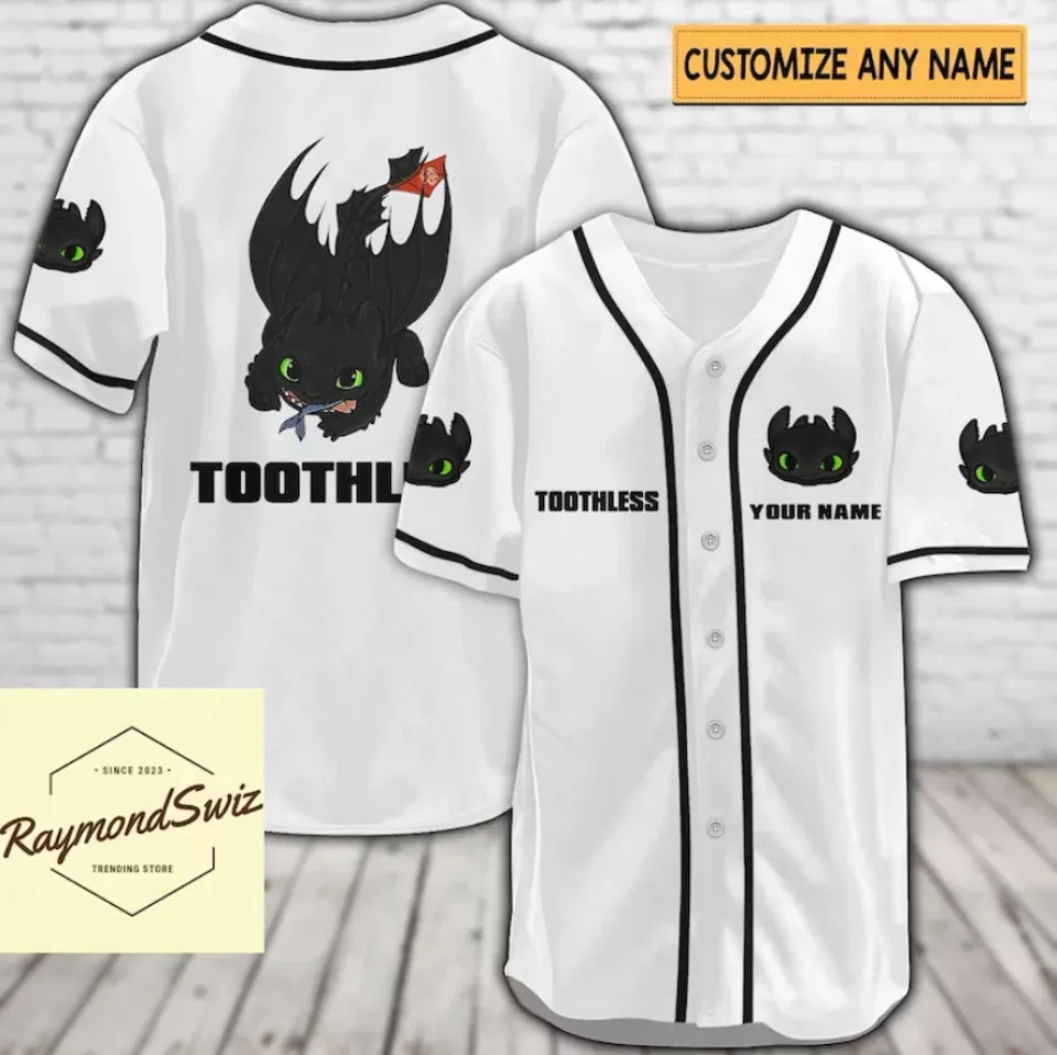 Halloween Toothless White 3D Baseball Jersey Shirt