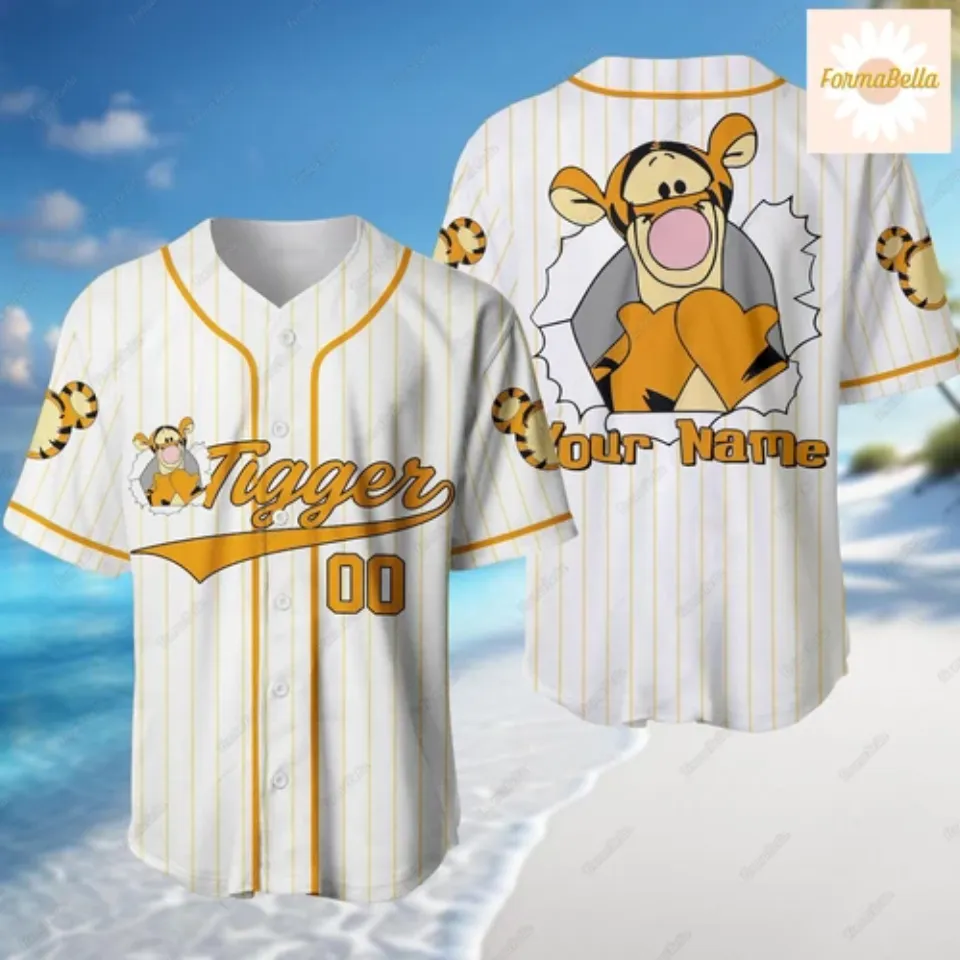 Custom Winnie The Pooh Tigger Baseball Jersey Shirt