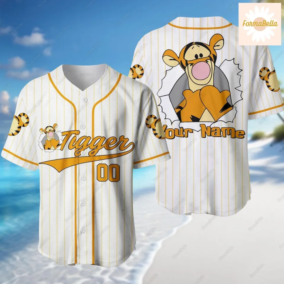 Custom Winnie The Pooh Tigger Baseball Jersey Shirt