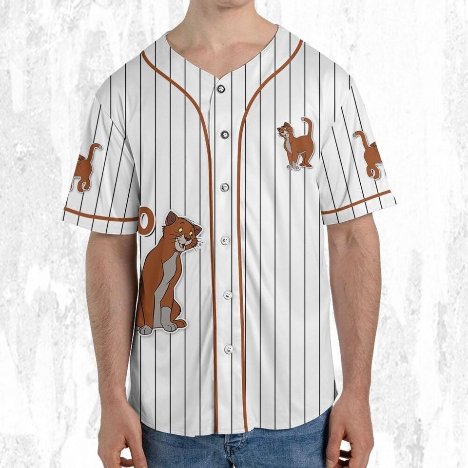 Personalize Disney The Aristocats Thomas O'Malley Happy White Orange Dark Jersey
