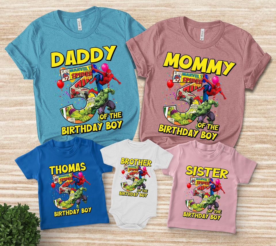 Hulk and Spiderman Superhero Personalized T-shirt