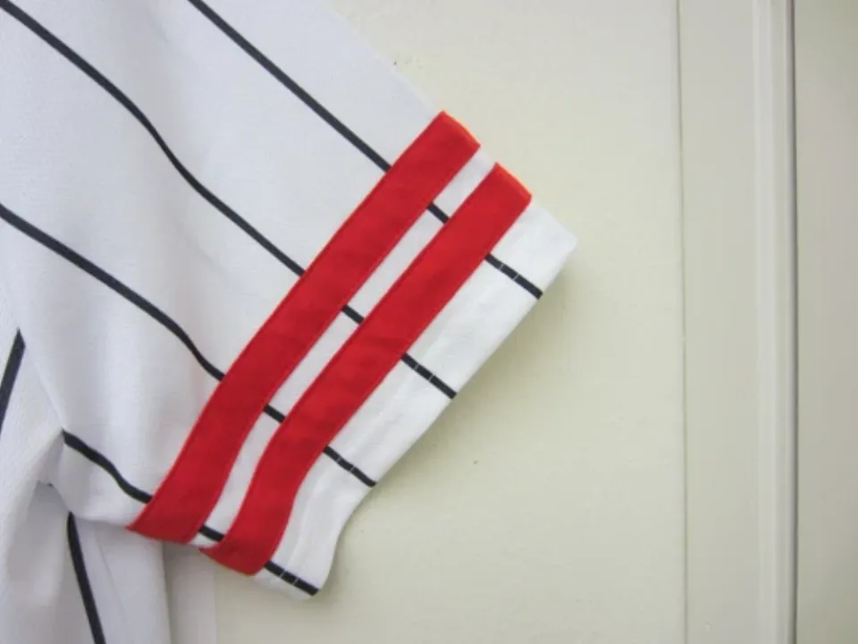 New Mickey Mouse #28 Baseball Jersey White Button Pinstriped Disney Store Mens L