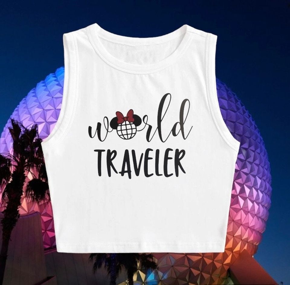 World Traveler Crop Tank Top, Disney Epcot Crop Tank Top