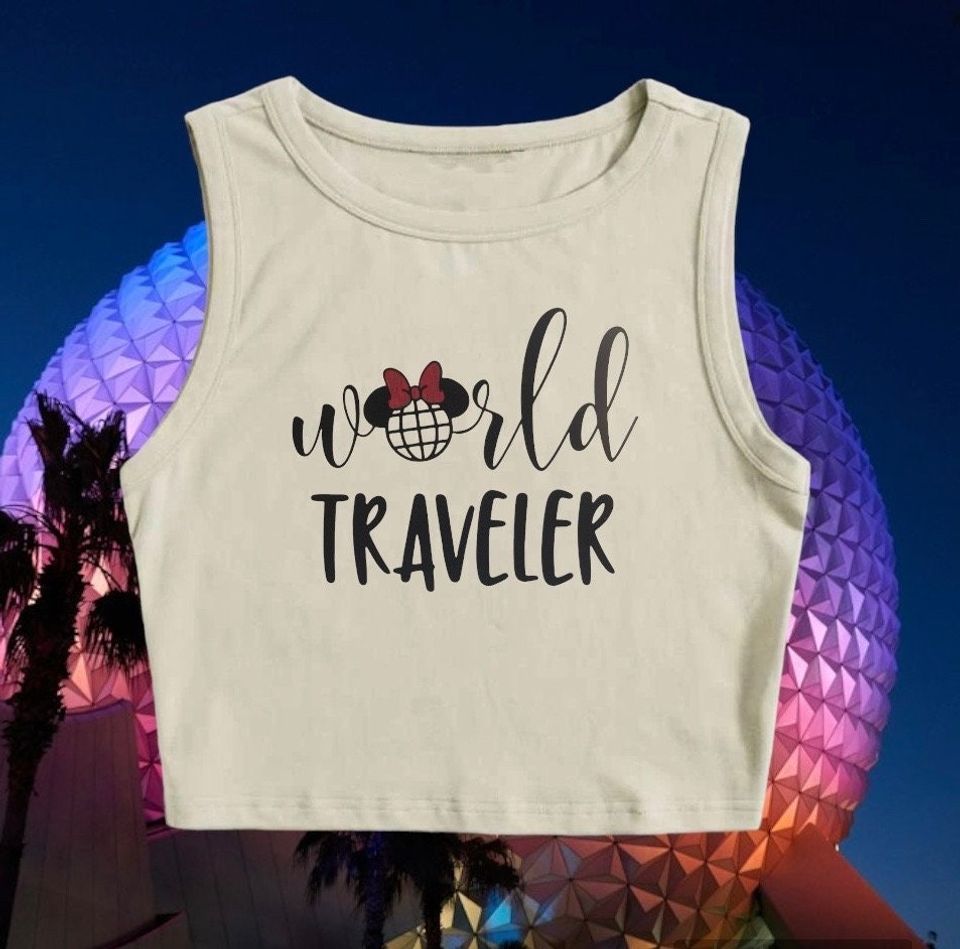 World Traveler Crop Tank Top, Disney Epcot Crop Tank Top