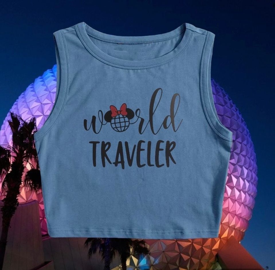 World Traveler Crop Tank Top, Disney Epcot Crop Tank Top
