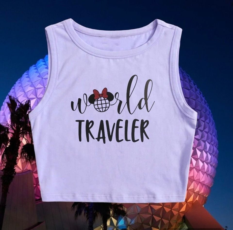 World Traveler Crop Tank Top, Disney Epcot Crop Tank Top