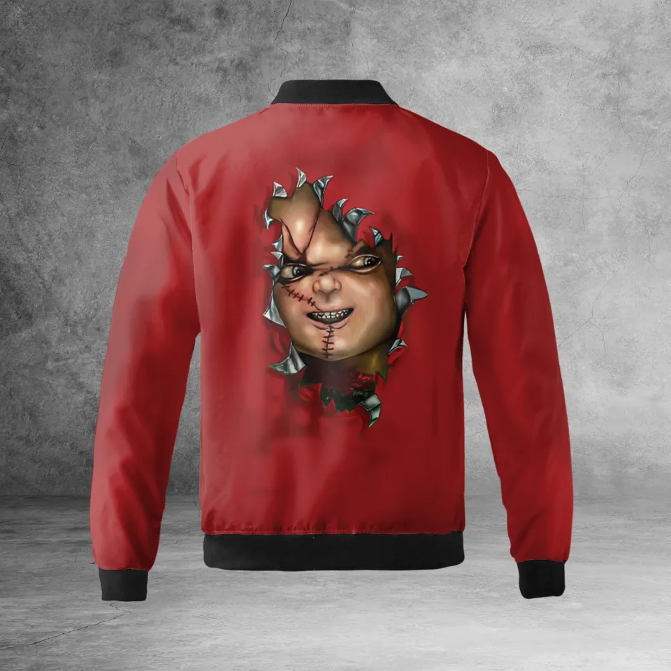 Chucky Doll Horror Killer Wanna Play Chucky Cracking Red Themed Jacket