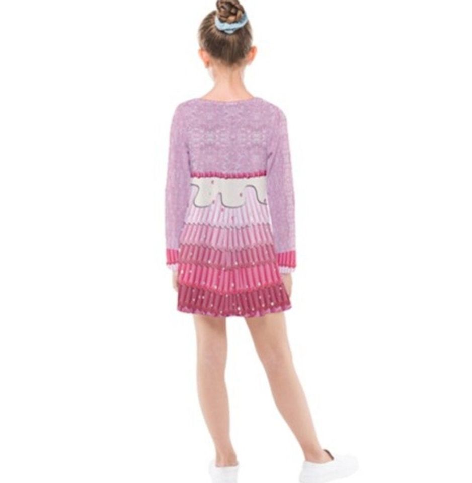 Kid's Princess Vanellope  Inspired Long Sleeve Dress