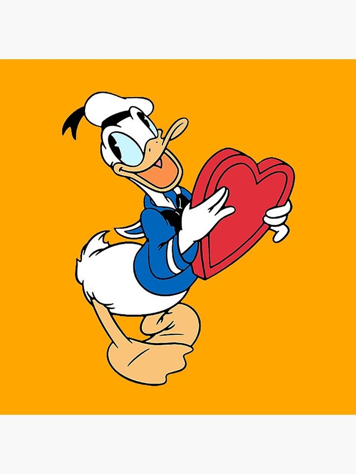 Donald Duck Holding Heart In Valentines Day Pillow
