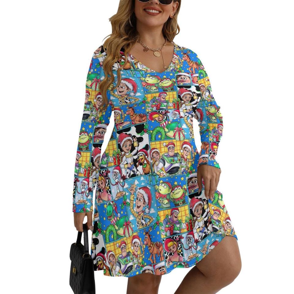 Toy Story Christmas Plus Size Dress , Woody , Buzz  and friends Holiday Dress