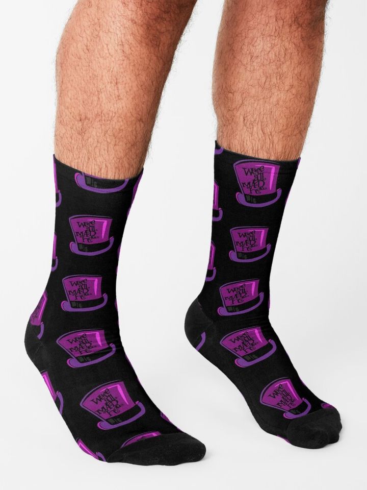 Were All Mad Here Mad Hatter Hat Socks