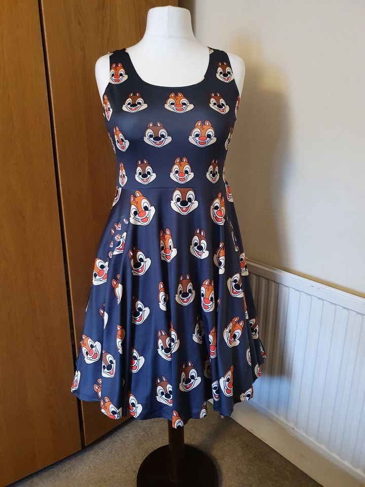 Chipmunks inspired print skater dress- Sizes S- 5XL plus size