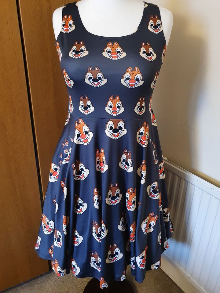 Chipmunks inspired print skater dress- Sizes S- 5XL plus size