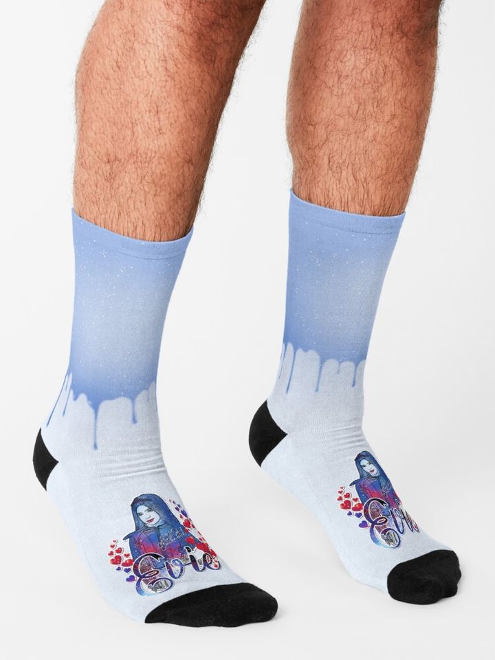 Evie Descendants (Evil Queen Pretty Blue Princess Red Heart) Sofia Carson Socks