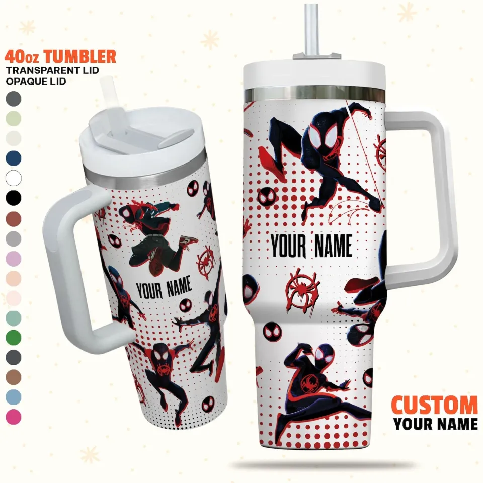 Custom Spiderman Miles Morales Colorful Tumbler, Custom Across Spider Verse 40oz