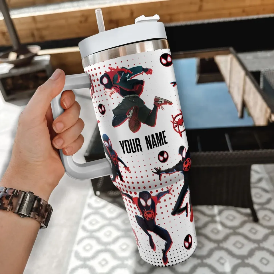 Custom Spiderman Miles Morales Colorful Tumbler, Custom Across Spider Verse 40oz