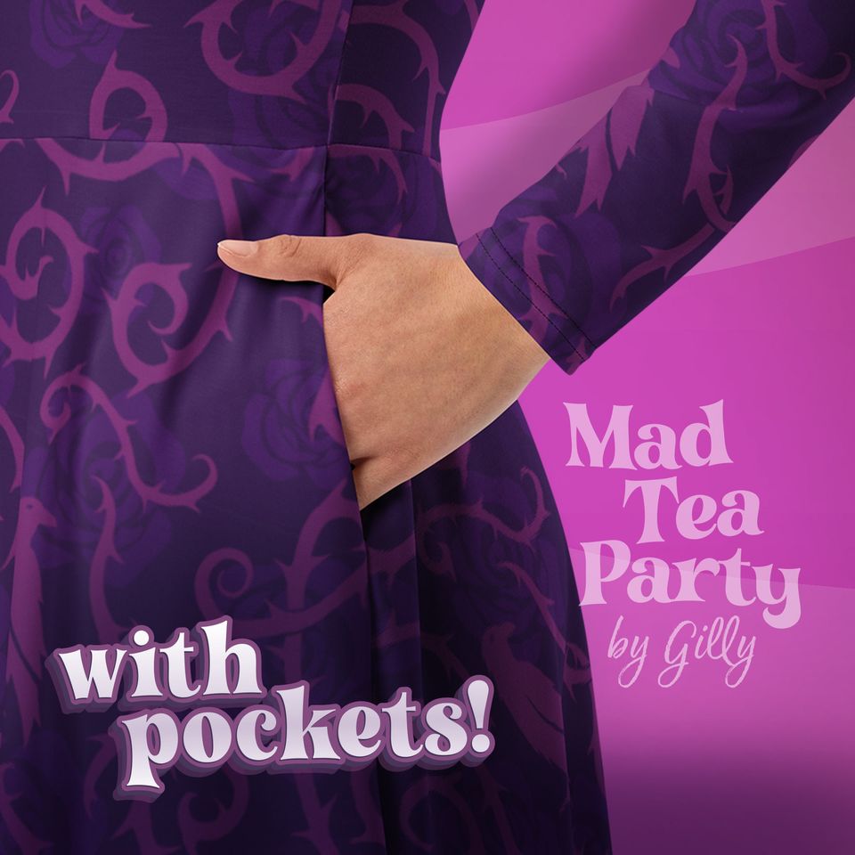 Sleeping Beauty long sleeve midi dress with pockets