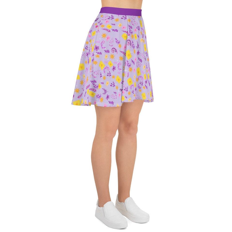 Tangled skirt Rapunzel floating lanterns floral Skater Skirt