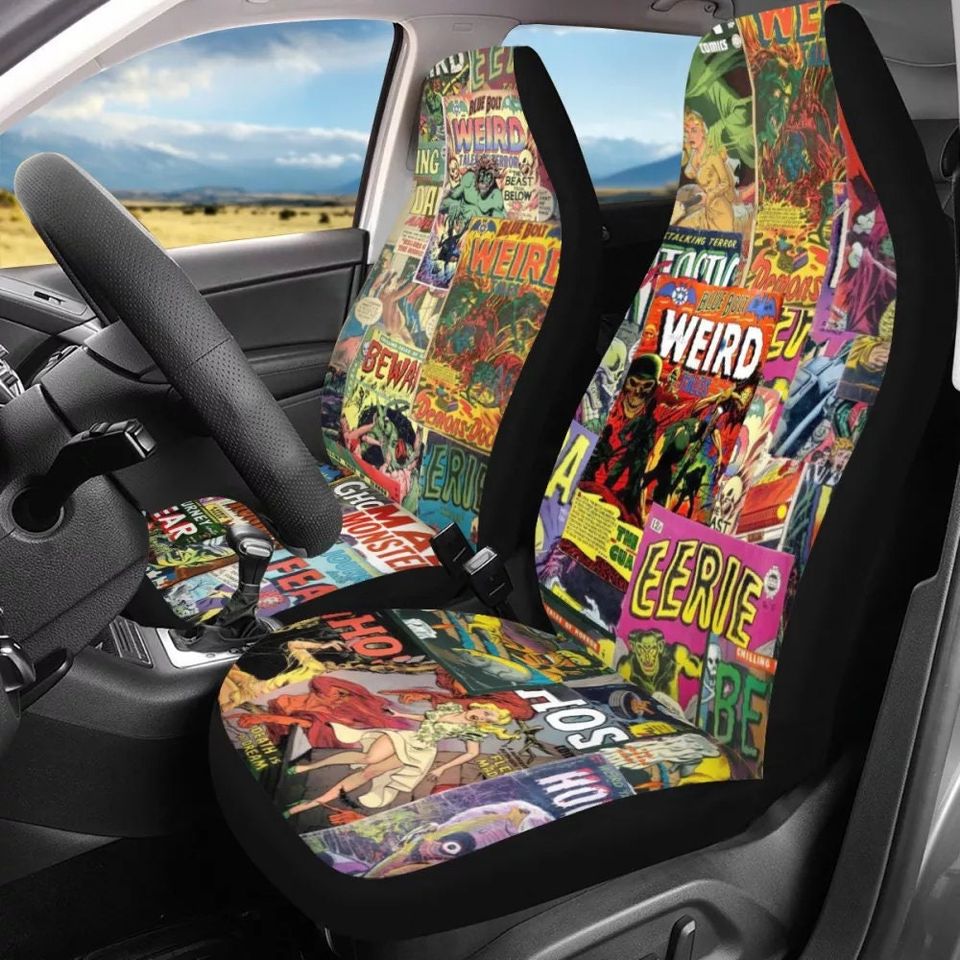 1950s Horror Comic Art - Car Seat Covers FULL SET