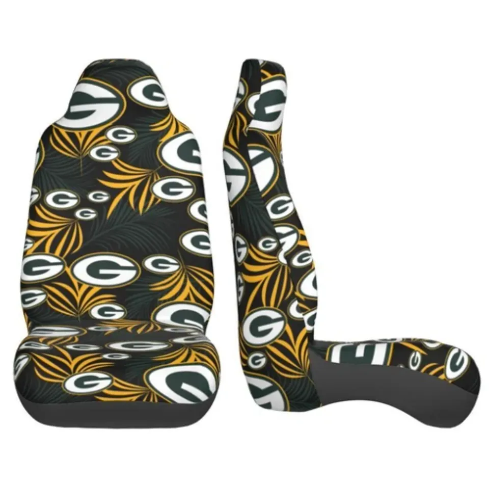 2pcs Green Bay Packers Elastic Car Seat Covers Printed Seat Cover Universal