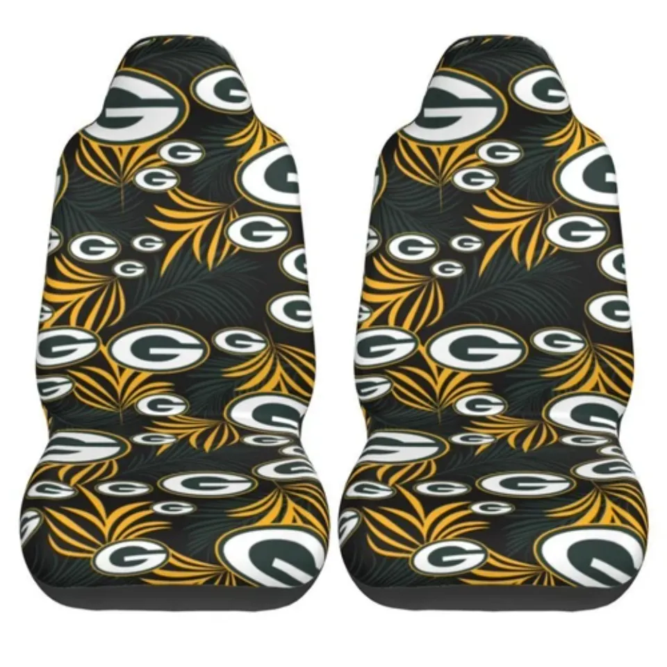 2pcs Green Bay Packers Elastic Car Seat Covers Printed Seat Cover Universal