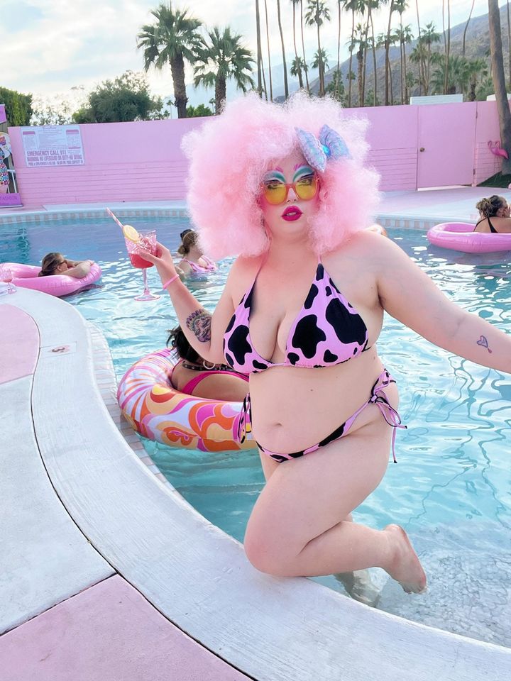 MOOd String Bikini - Cow Print, Pink, Rave, Plus Size Swimwear