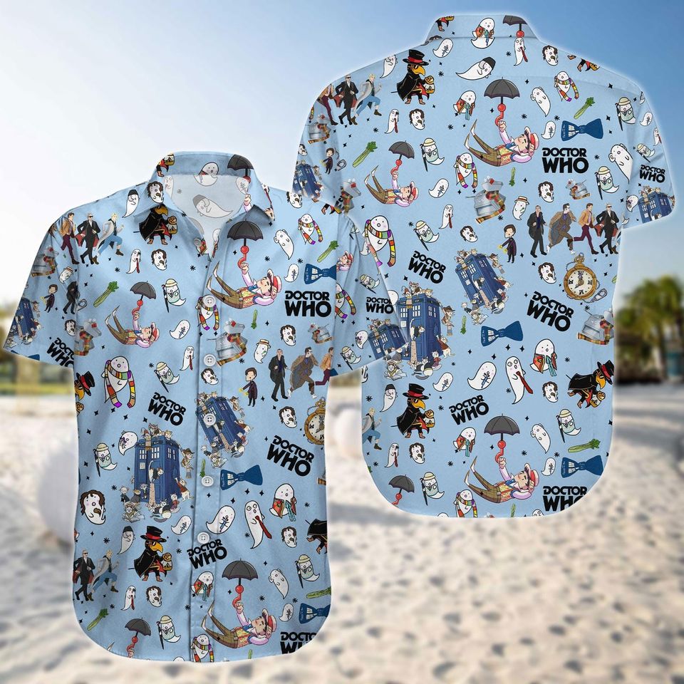 Doctor Who Button Shirt, Police Box Summer Men Short, Doctor Who Tv Series Hawaii T-Shirt, Starry Night Dr Who Shirt Men, Dr Who Fan Gi