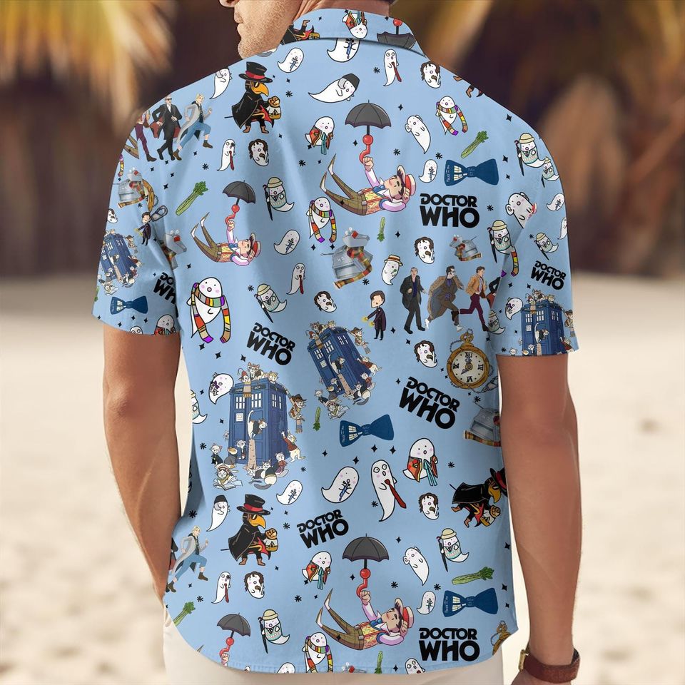 Doctor Who Button Shirt, Police Box Summer Men Short, Doctor Who Tv Series Hawaii T-Shirt, Starry Night Dr Who Shirt Men, Dr Who Fan Gi