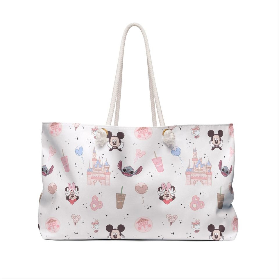 Pink Parks Weekender bag, Dinney Stitch Minnie Mickey Weekender bag