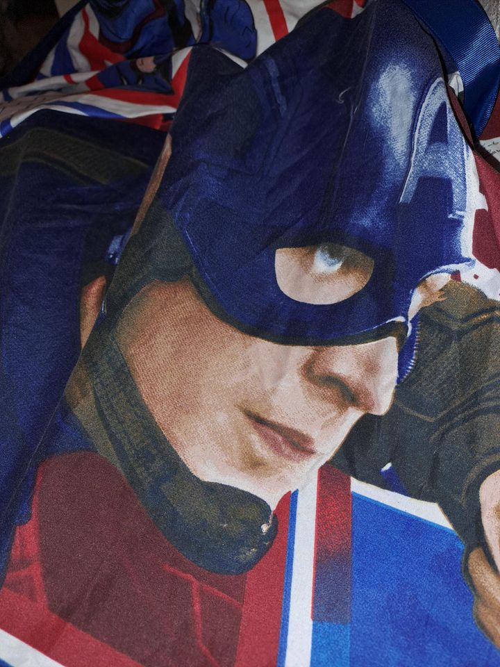 Girls twirling marvel action heros upcycled dress