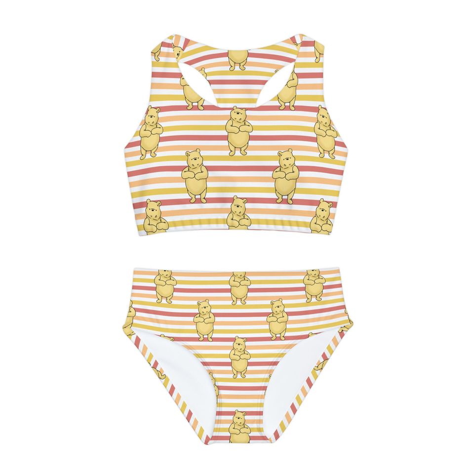 Striped Pooh Girls Two Piece Swimsuit (AOP)