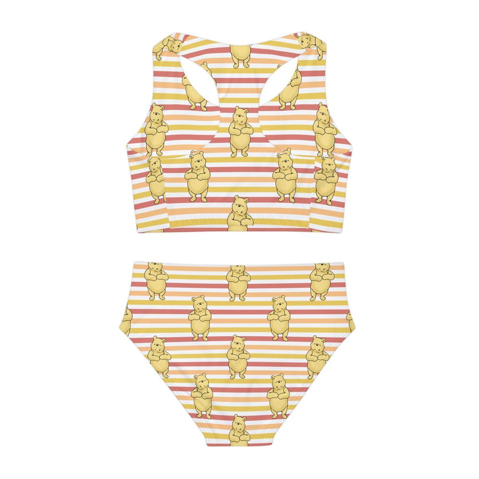 Striped Pooh Girls Two Piece Swimsuit (AOP)