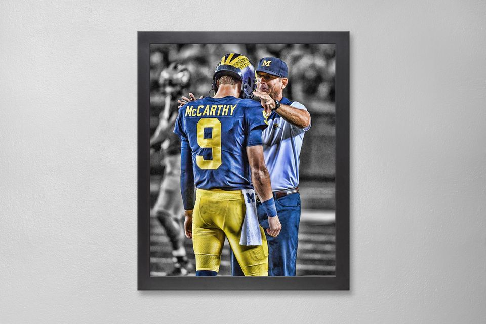 JJ McCarthy and Jim Harbaugh Michigan Wolverines Poster