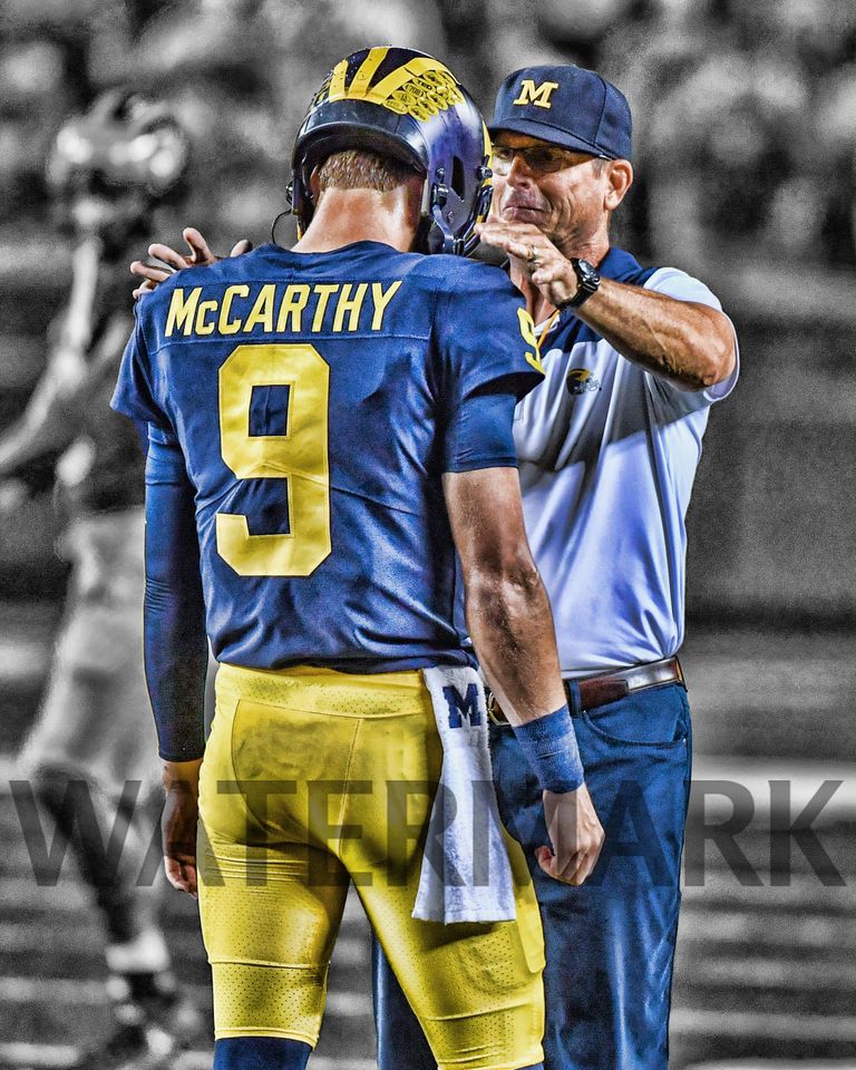 JJ McCarthy and Jim Harbaugh Michigan Wolverines Poster