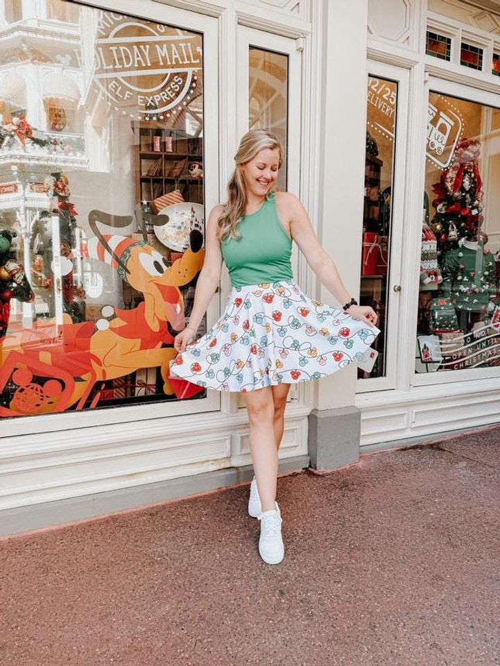 Inspired Christmas Lights Skater Skirt