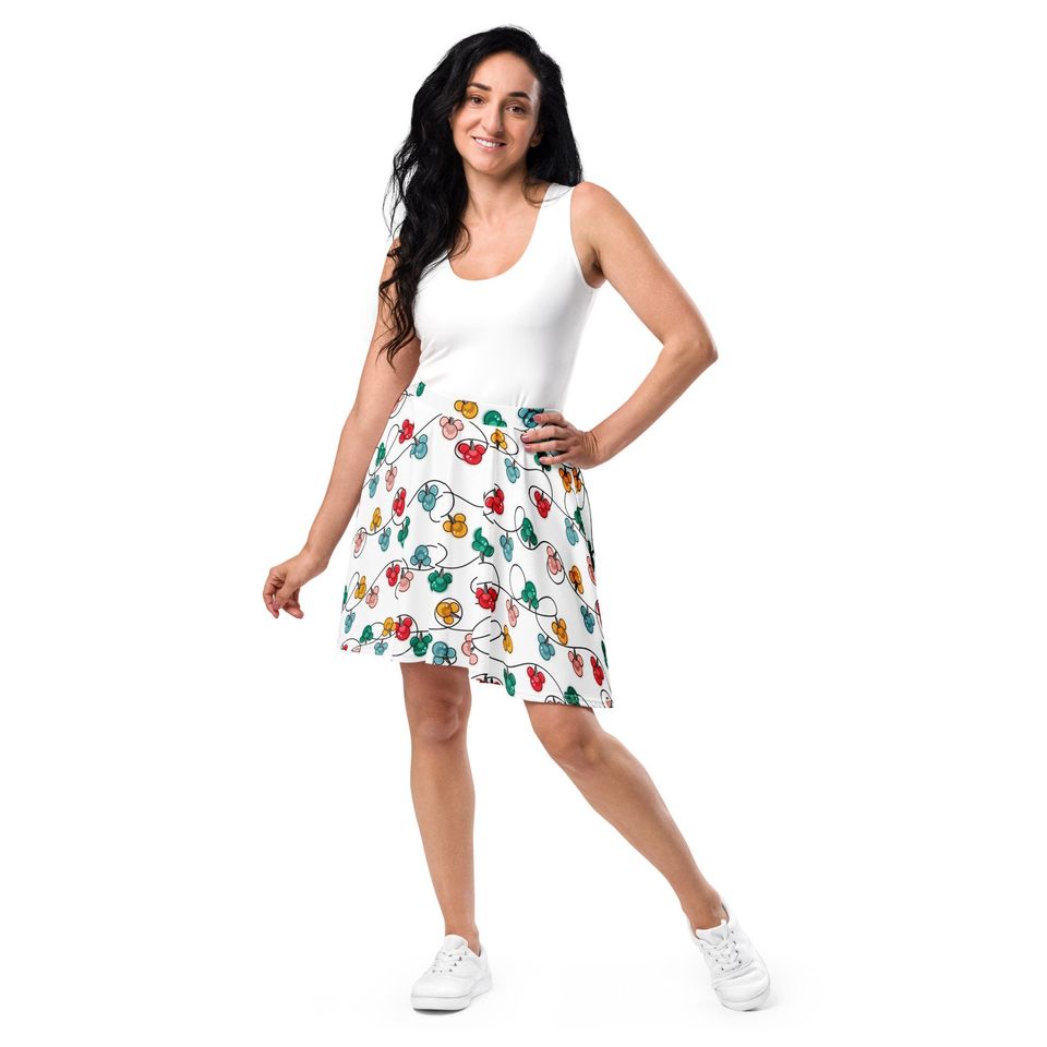 Inspired Christmas Lights Skater Skirt