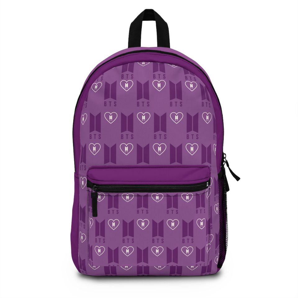 BTS Backpack Kpop RM Namjoon Jin Suga Yoongi Hobi Jhope Jimin Taehyung V Jk Jungkook Purple Logo Bag Cute