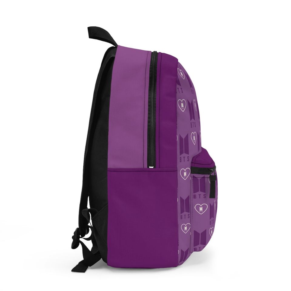 BTS Backpack Kpop RM Namjoon Jin Suga Yoongi Hobi Jhope Jimin Taehyung V Jk Jungkook Purple Logo Bag Cute
