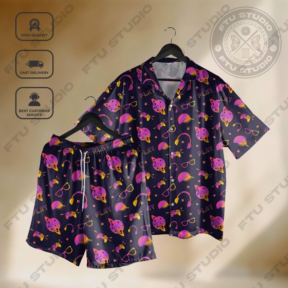Gaming Planet Equipment Hawaiian Shirt Game Party Video Game Gifts