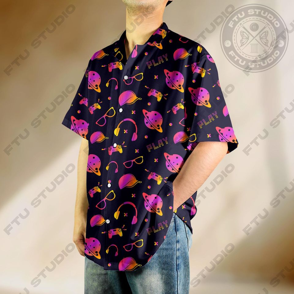 Gaming Planet Equipment Hawaiian Shirt Game Party Video Game Gifts