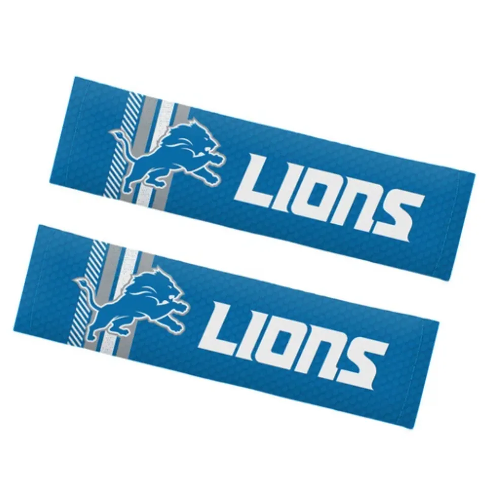 New football Detroit Lions Car Truck Suv Van Rally Seat Belt Pads Covers Set