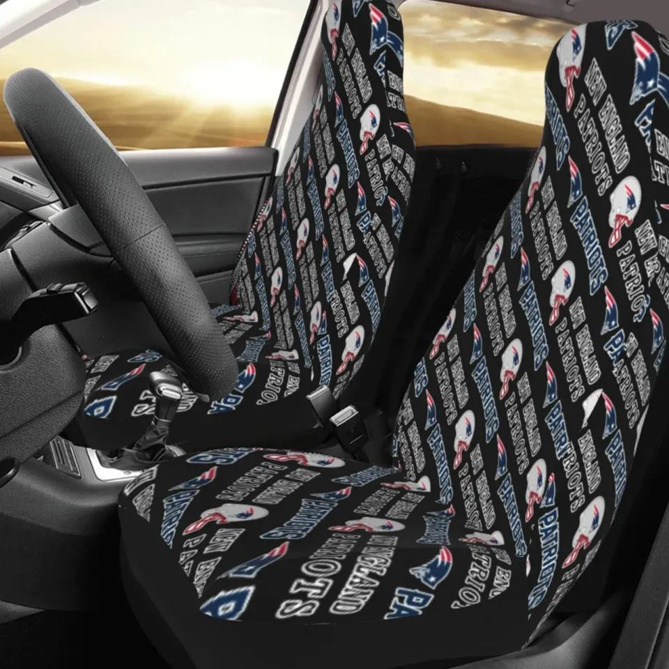 2pcs Car Seat Covers Universal New England Patriots Car Front Rear Protectors