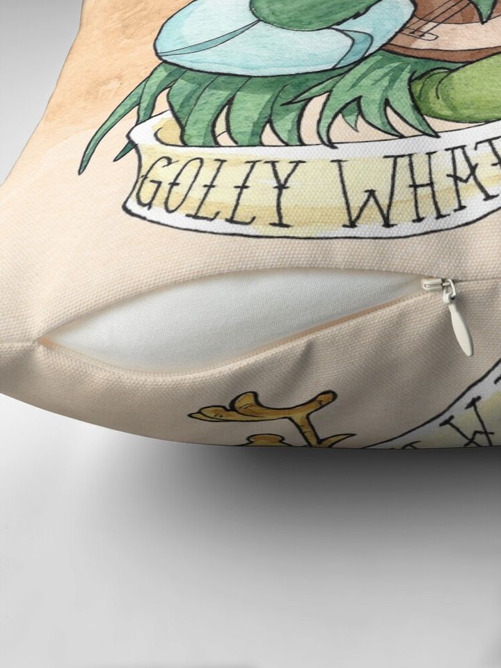 Alan-A-Dale Rooster : OO-De-Lally Golly What A Day Tattoo Watercolor Painting Robin Hood Pillow