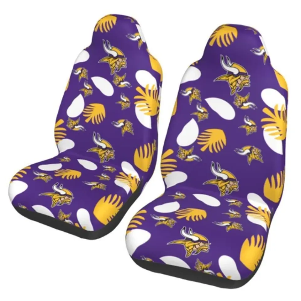 2pcs Minnesota Vikings Elastic Car Seat Covers Car Front Rear Protectors Decor