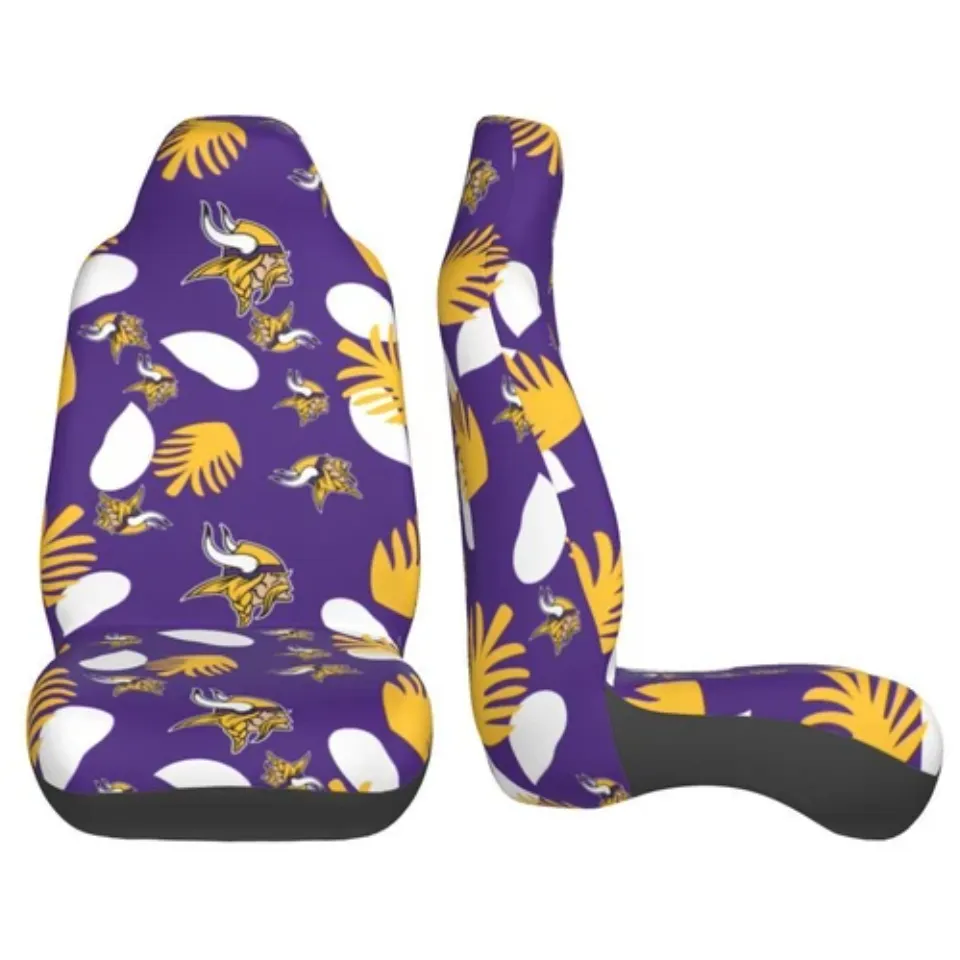 2pcs Minnesota Vikings Elastic Car Seat Covers Car Front Rear Protectors Decor