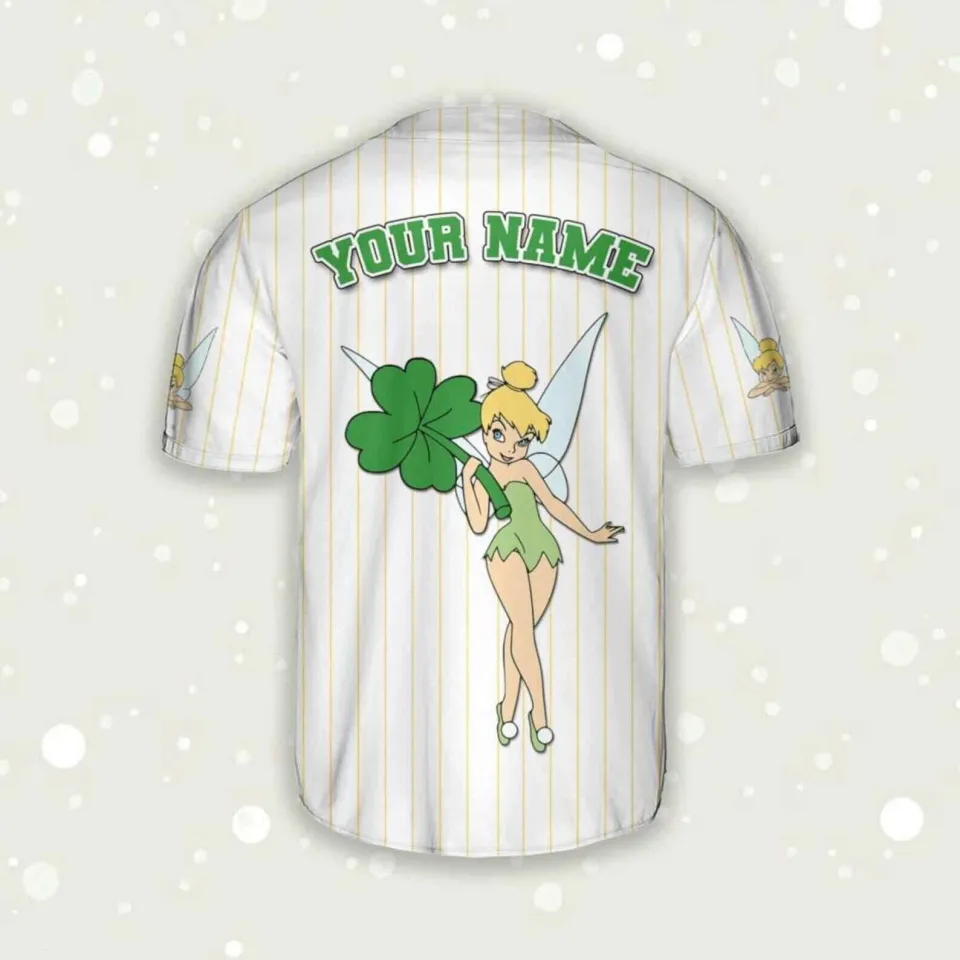 Personalized Love Tinker Bell Happy St. Patrick's Day Baseball Jersey Shirt