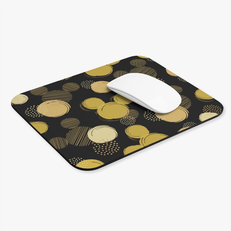 Disney Black & Gold Polka Dots Mouse Pad, Mickey Mouse Pad, Minnie Mouse Pad