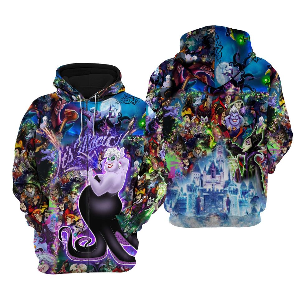 Evil Ursula Magical Glitter Castle | Disney 3D Hoodie
