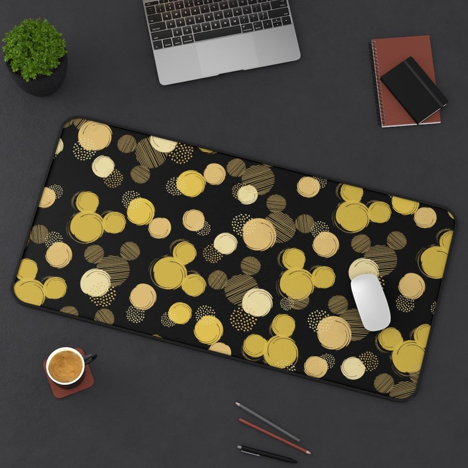 Disney Black and Gold Desk Mat, Disney Office Decor, Disney Mouse Pad