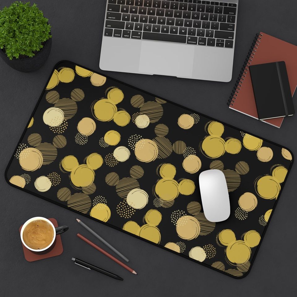 Disney Black and Gold Desk Mat, Disney Office Decor, Disney Mouse Pad